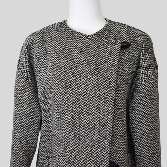 Vintage!!!! Bert Newman Black & White Tweed Coat Size 8 - Picture 5 of 9